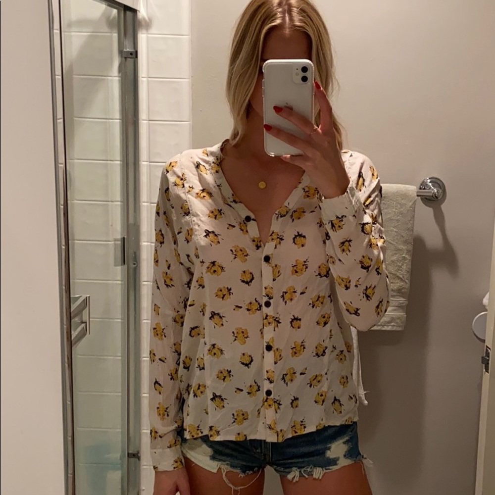 Floral button down top